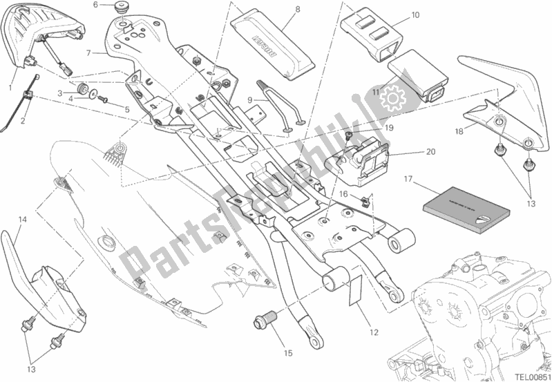 Todas as partes de Quadro Traseiro Comp. Do Ducati Monster 821 USA 2016